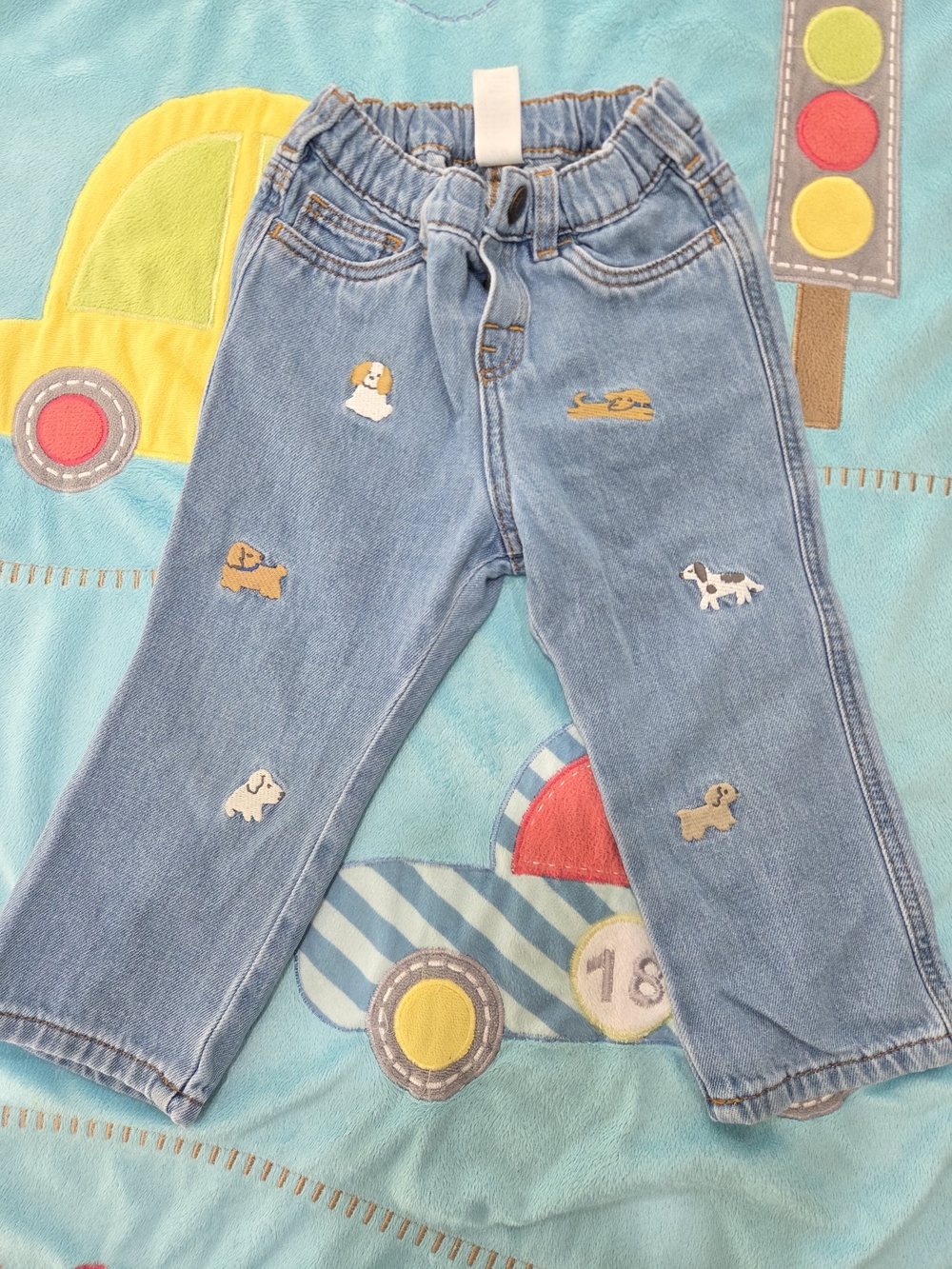 H&M Light Blue Denim Jeans with Dog Patches